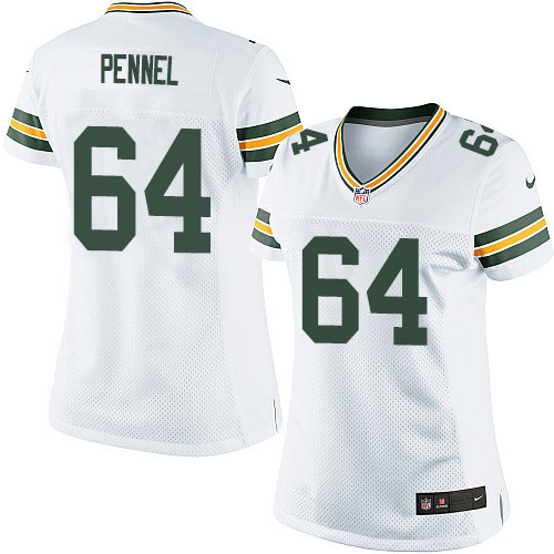 Women's Elite Mike Pennel Nike Jersey White Road - #64 NFL Green Bay Packers